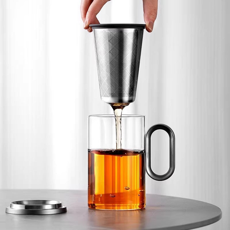 Stainless Steel Filter Glass Tea Cup