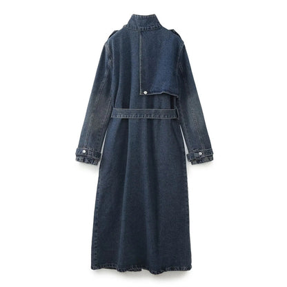 Classic Style Denim Trench Coat