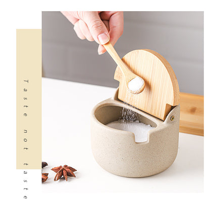 Ceramic & Wood Seasoning Set