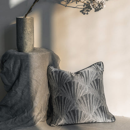 Dark Grey Jacquard Cushion