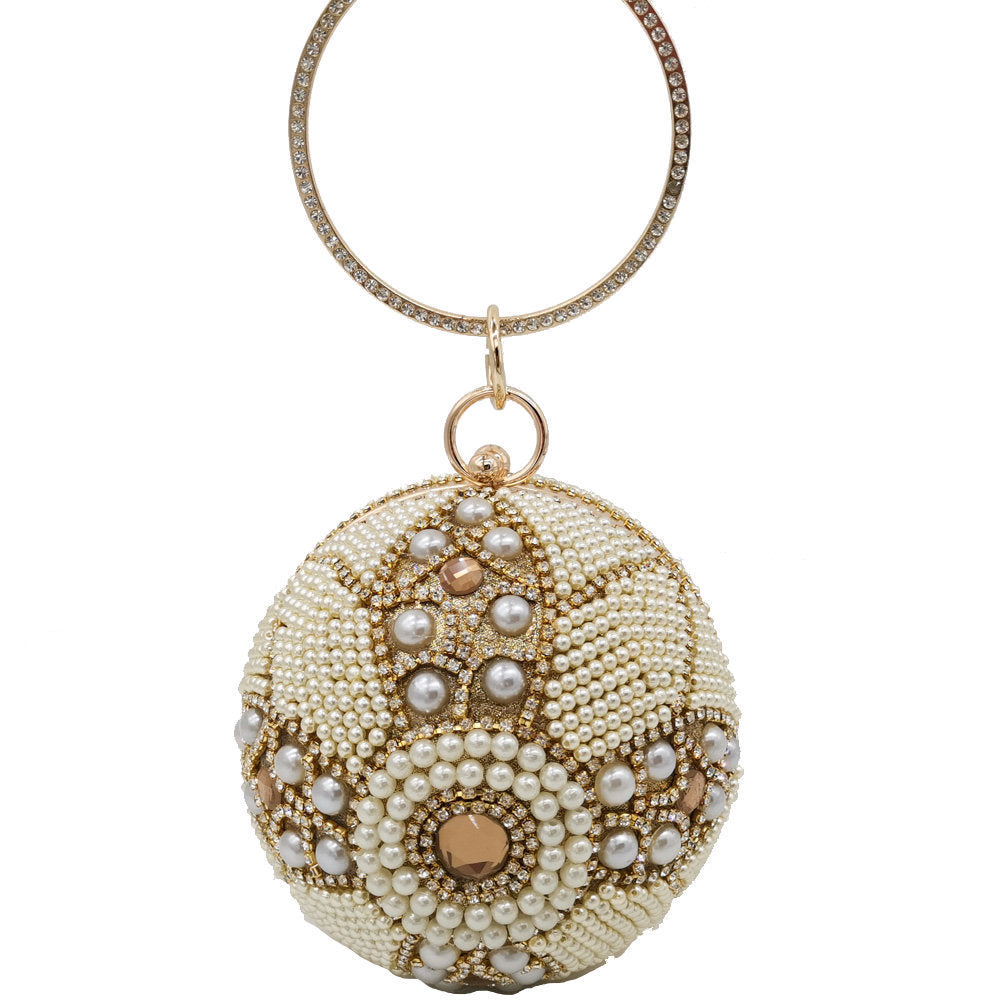 Round Pearl And Diamond Handbag