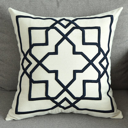 Geometric Embroidered Cushion Cover