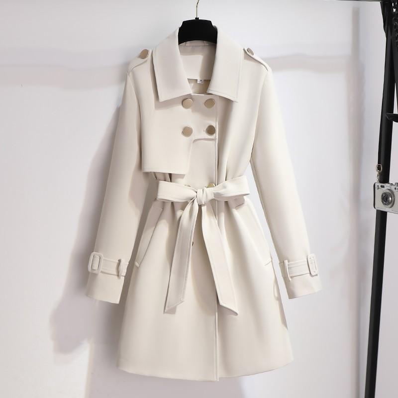 Spring And Autumn New Temperament Waist-controlled Mid-length Trench Coat