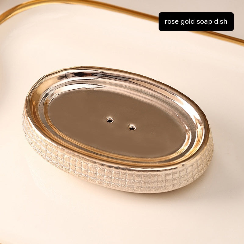 Rose Gold Ceramic Bathroom Dispenser Set