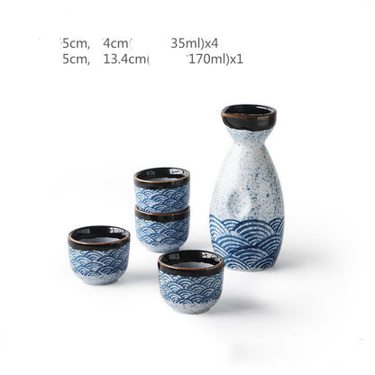 Sake Ceramic Sea Ripple Set