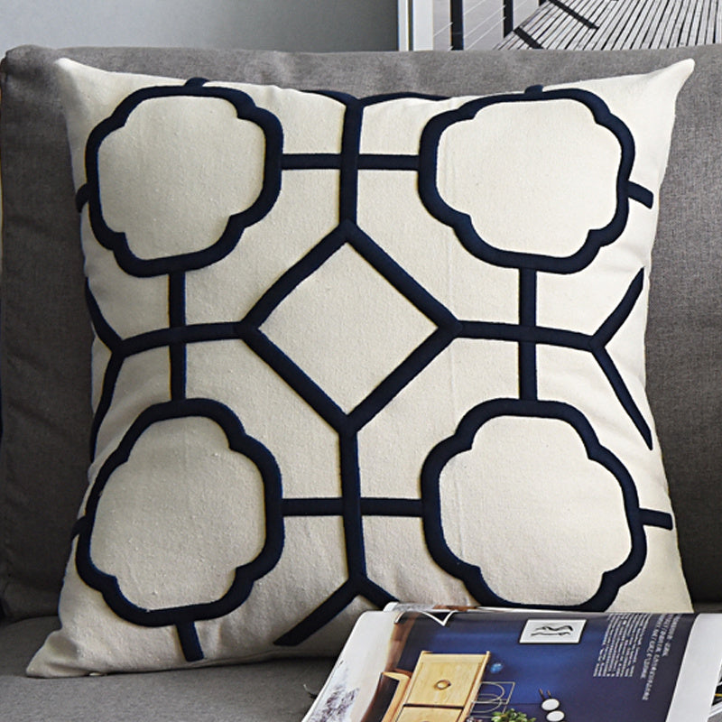 Geometric Embroidered Cushion Cover