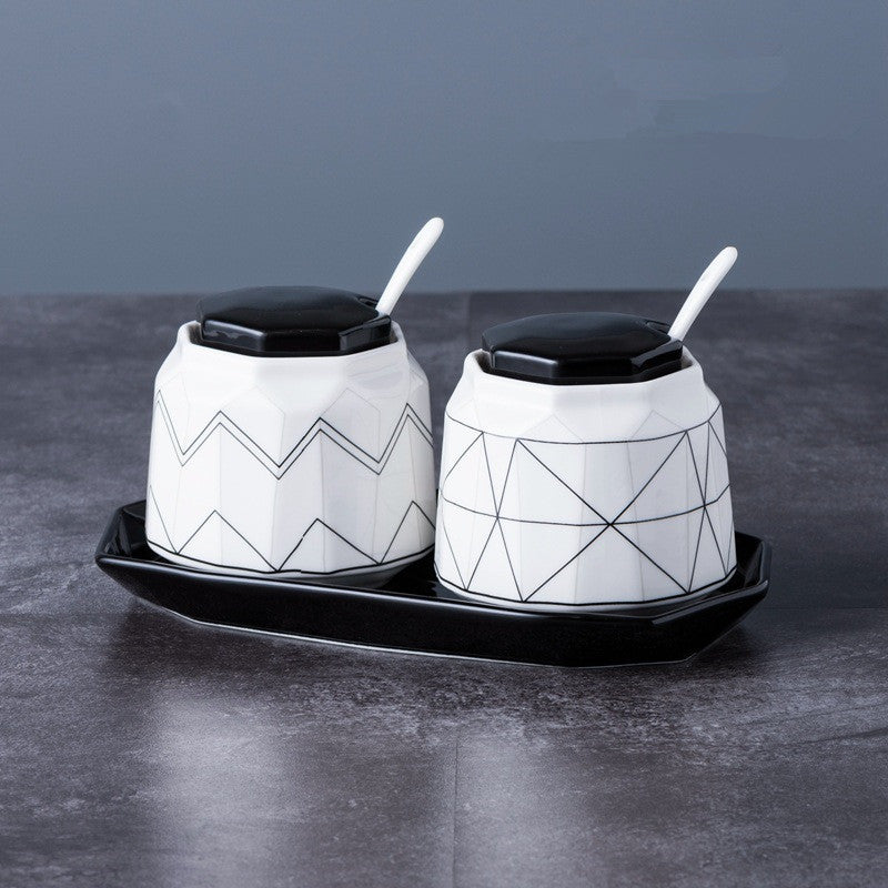 Ceramic Graphic Seasoning Jar Set