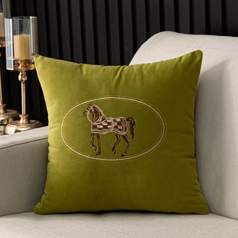 Hand Embroidered Horse Cushion Cover