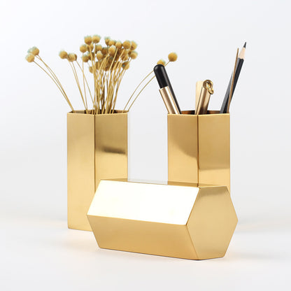 Gold Hexagon Pen Holder