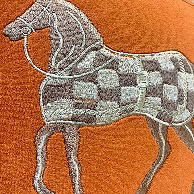 Horse Embroidery Plush Cushion Cover