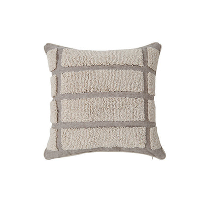 Geometric Edge Embroidered Tufted Cushion Cover