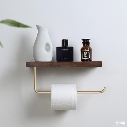 Walnut Solid Wood Toilet Paper Shelf