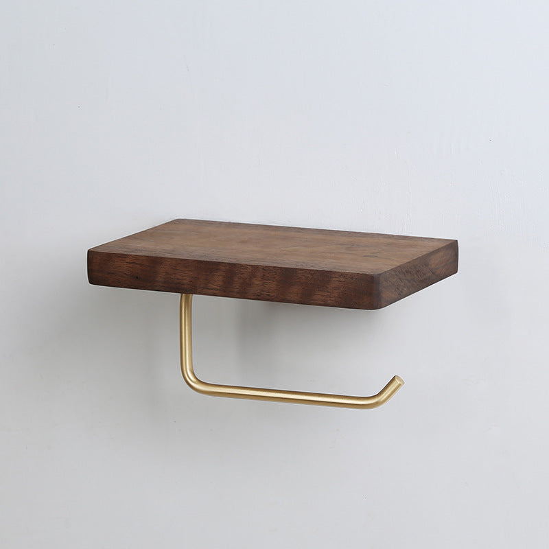 Walnut Solid Wood Toilet Paper Shelf