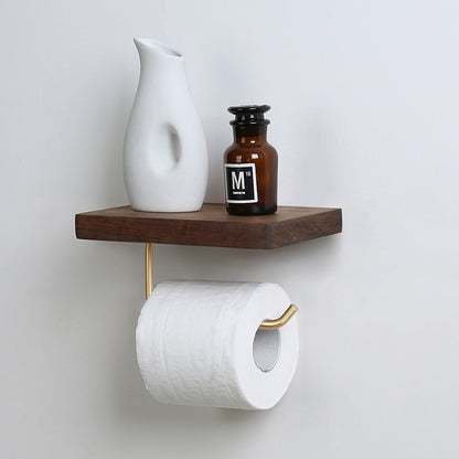 Walnut Solid Wood Toilet Paper Shelf