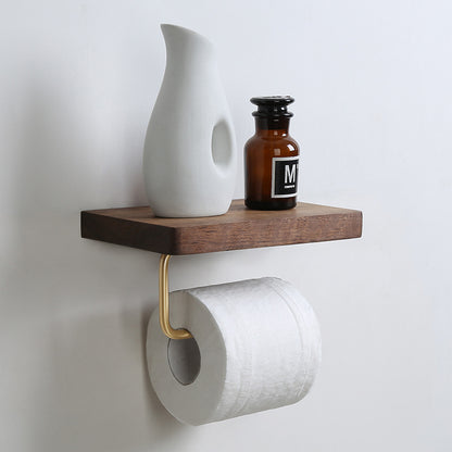 Walnut Solid Wood Toilet Paper Shelf