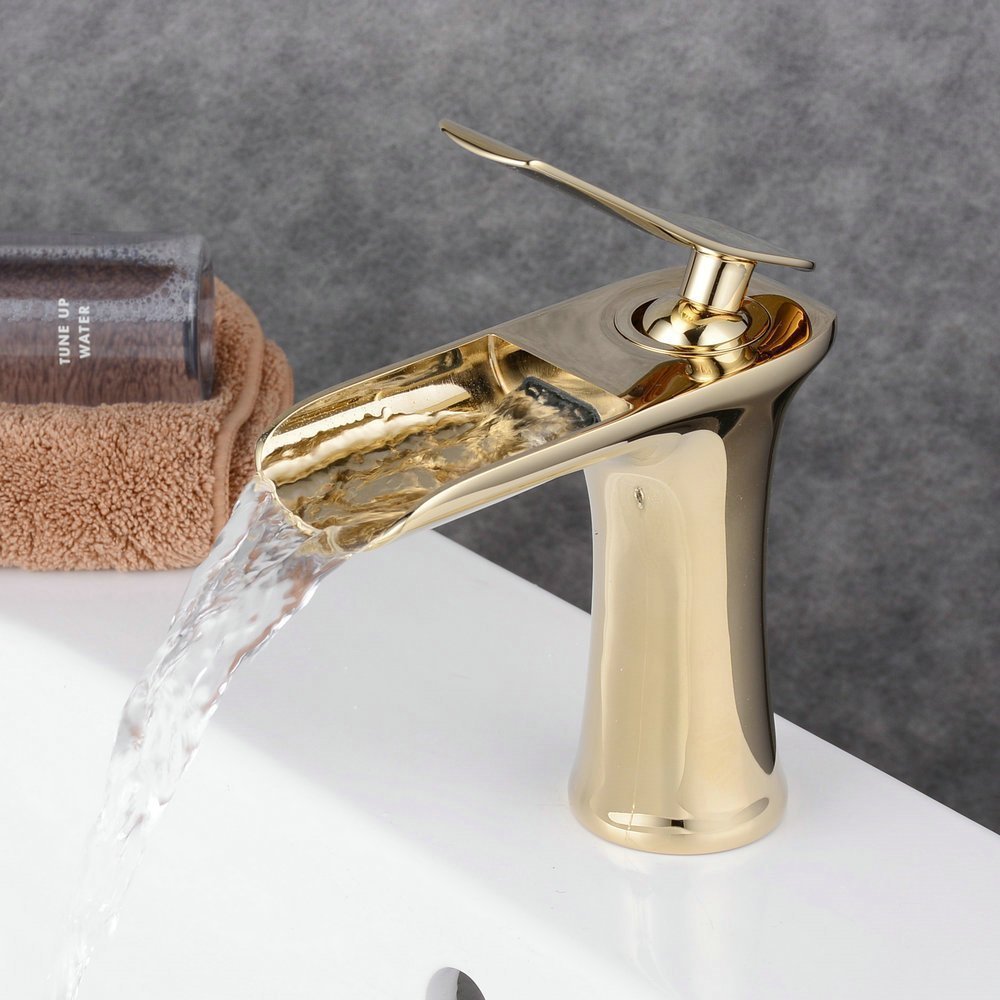 Label Luxe Gold Copper Bathroom Waterfall Faucet