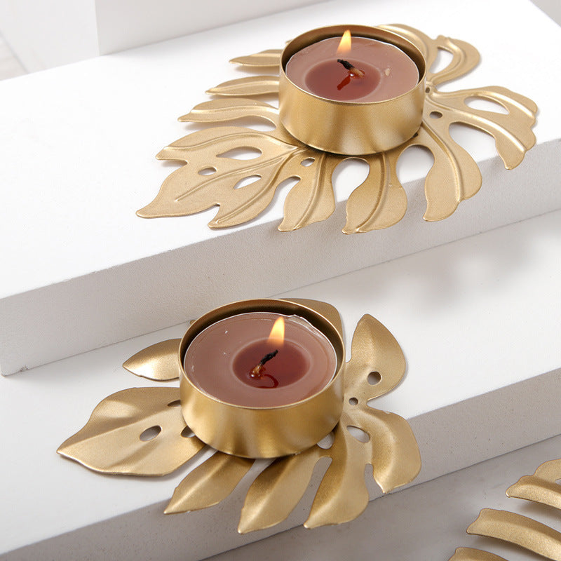 Metal Leaf Ornament Candle Holder