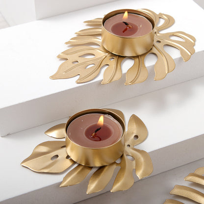 Metal Leaf Ornament Candle Holder