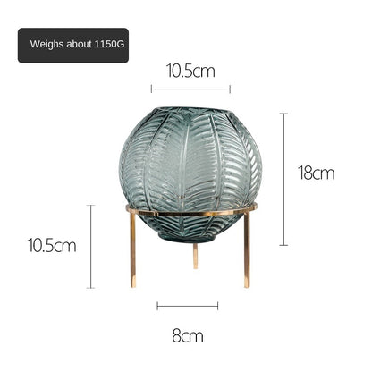 Leaf Pattern Glass Ball Vase