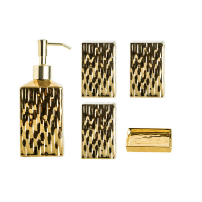 Bathroom Hammered Bottle Dispenser Set