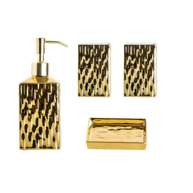 Bathroom Hammered Bottle Dispenser Set