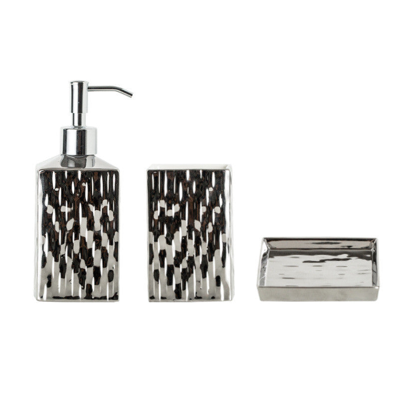 Bathroom Hammered Bottle Dispenser Set