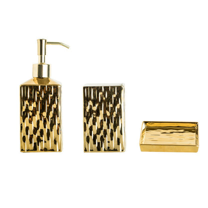 Bathroom Hammered Bottle Dispenser Set