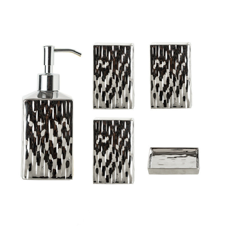 Bathroom Hammered Bottle Dispenser Set