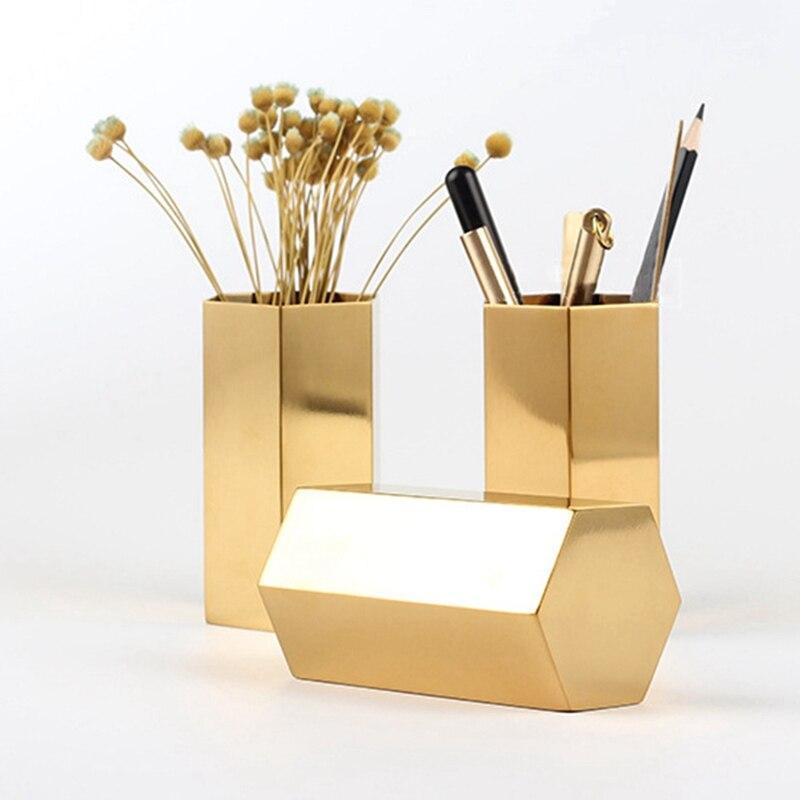 Gold Hexagon Pen Holder