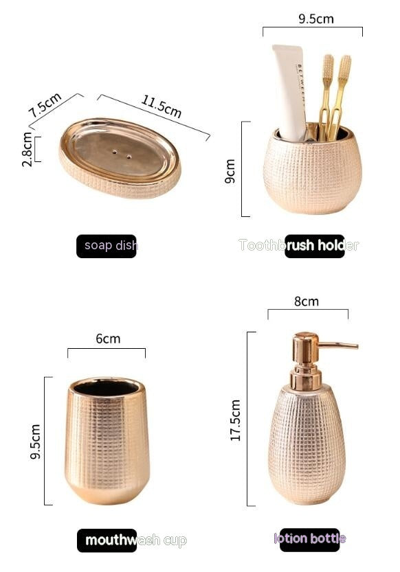 Rose Gold Ceramic Bathroom Dispenser Set