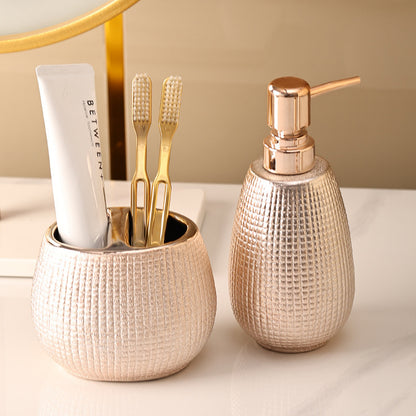 Rose Gold Ceramic Bathroom Dispenser Set