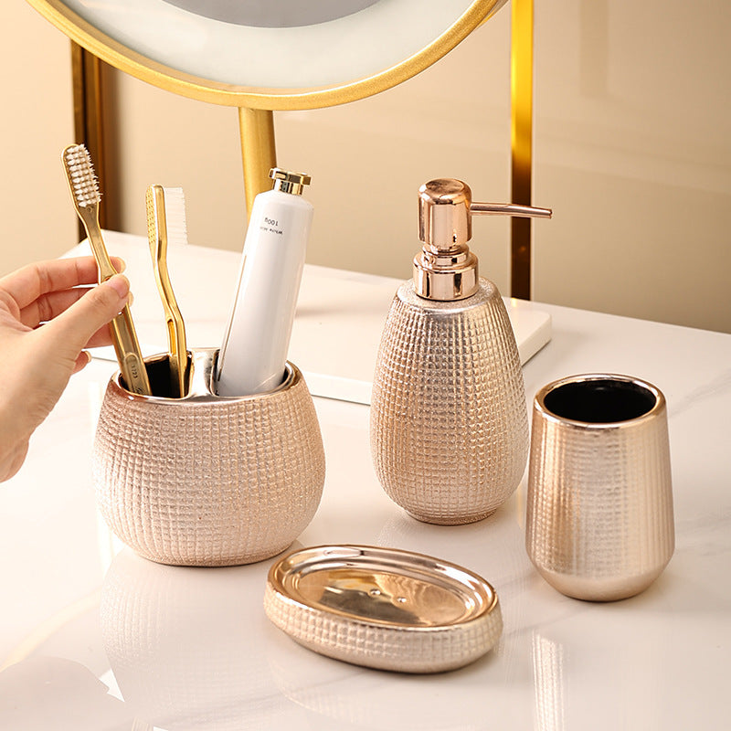 Rose Gold Ceramic Bathroom Dispenser Set