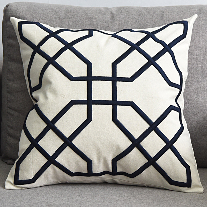 Geometric Embroidered Cushion Cover