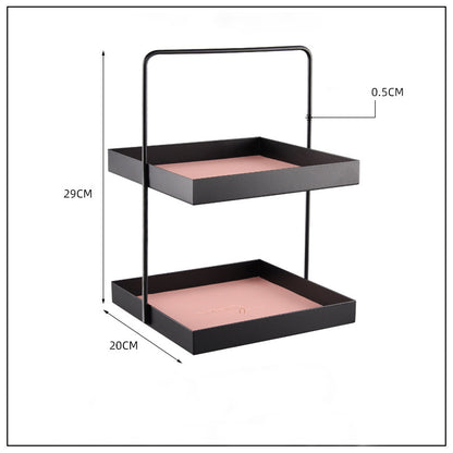 Double leather Pad Metal Storage Tray