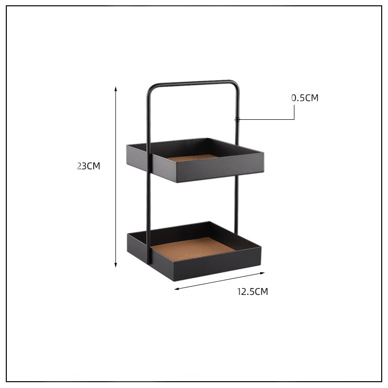 Double leather Pad Metal Storage Tray