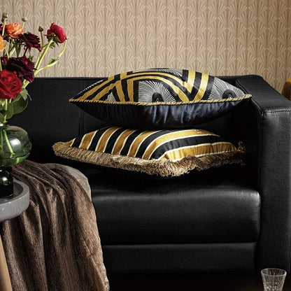 Gold and Black Print Cushion Cover