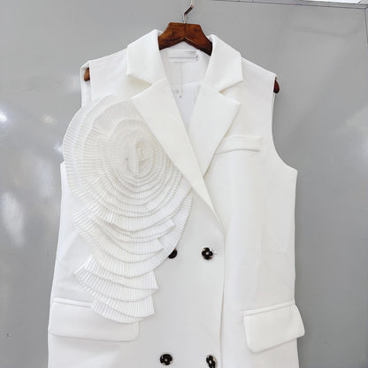 Fashionable Elegant Three-dimensional Flower Sleeveless Suit Jacket Vest