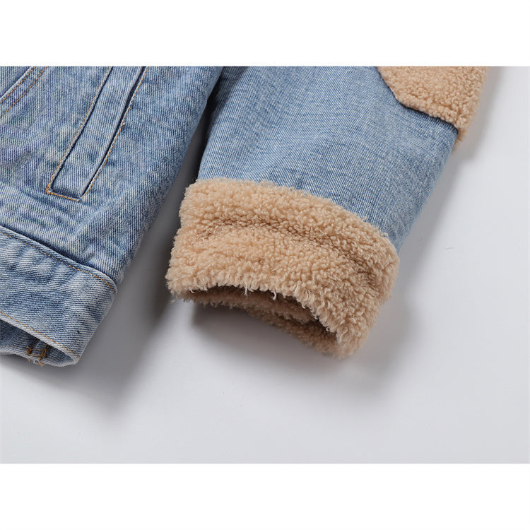 Denim Lamb Wool Stitch Jacket