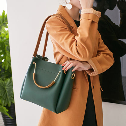 Sleek Colour Block Bucket Bag