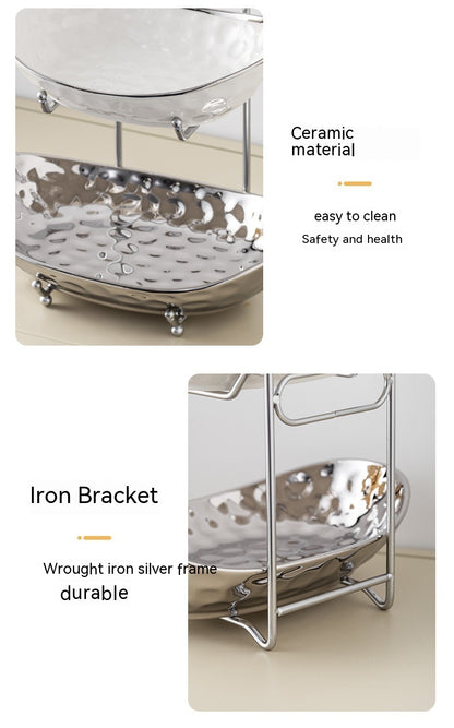 Multi-Layer Silver Hammered Fruit Display