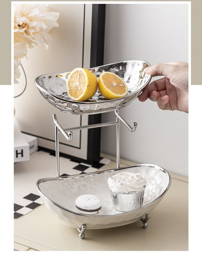 Multi-Layer Silver Hammered Fruit Display