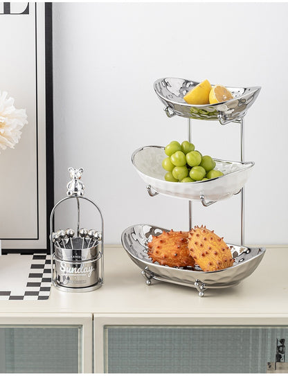 Multi-Layer Silver Hammered Fruit Display