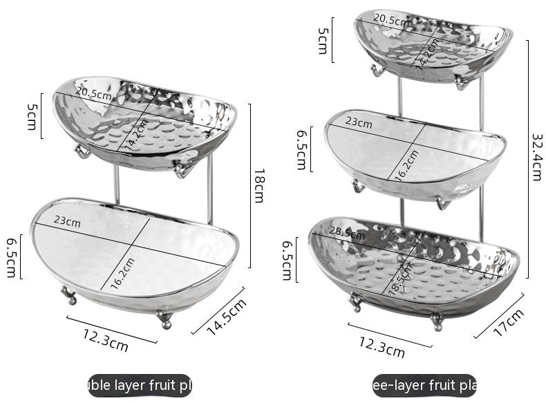 Multi-Layer Silver Hammered Fruit Display