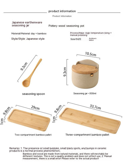 Ceramic & Wood Seasoning Set