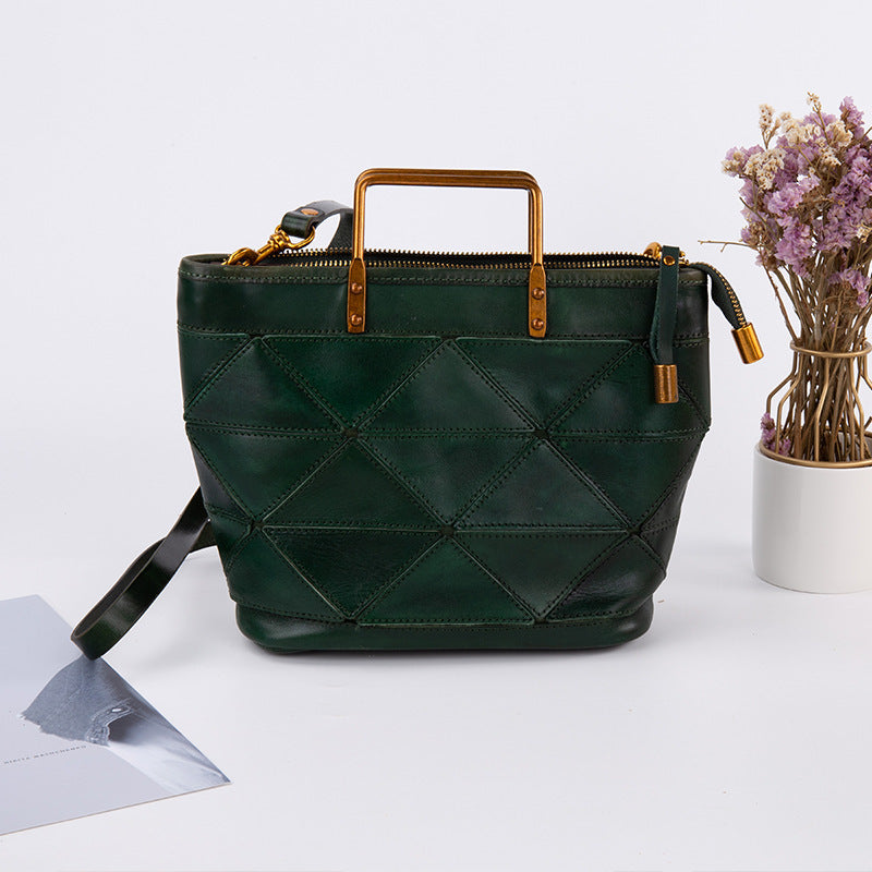 Geometric Stitched Commuter Handbag