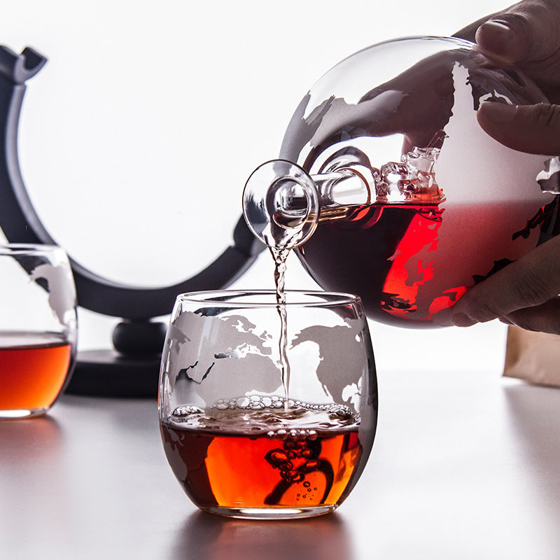 Rotating Earth Shaped Glass Decanter