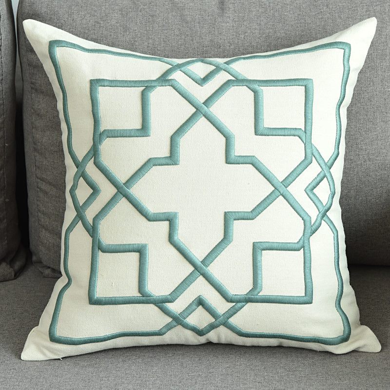 Geometric Embroidered Cushion Cover