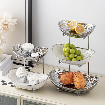 Multi-Layer Silver Hammered Fruit Display