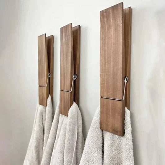 Wooden Bathroom Towel Clip