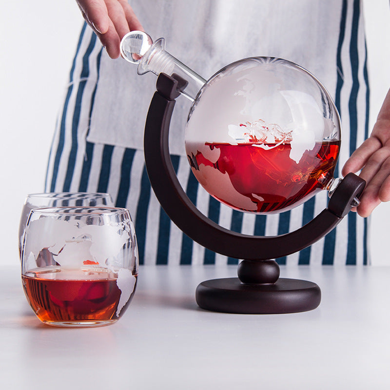 Rotating Earth Shaped Glass Decanter